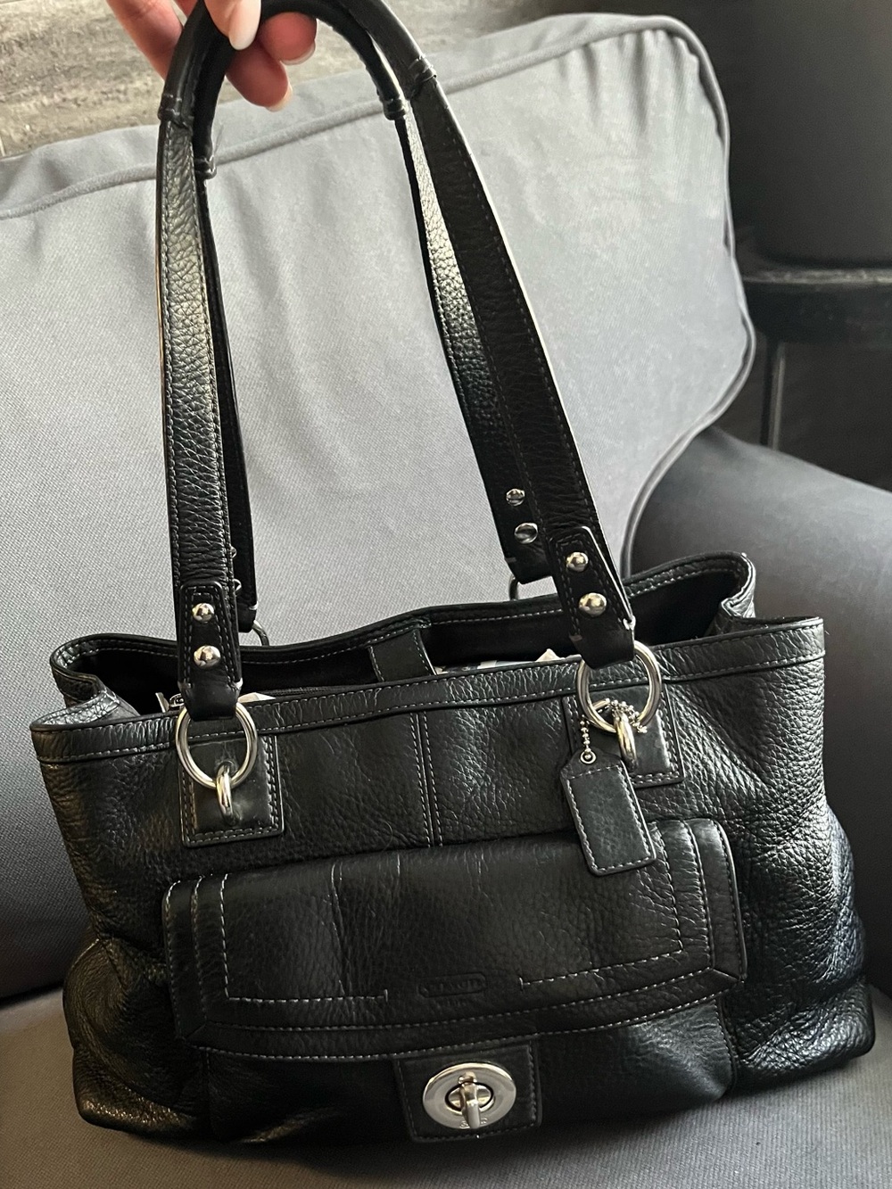Y2K Coach Penelope black Pebbled Leather Tote/Shoulder Bag F19044 
15” L